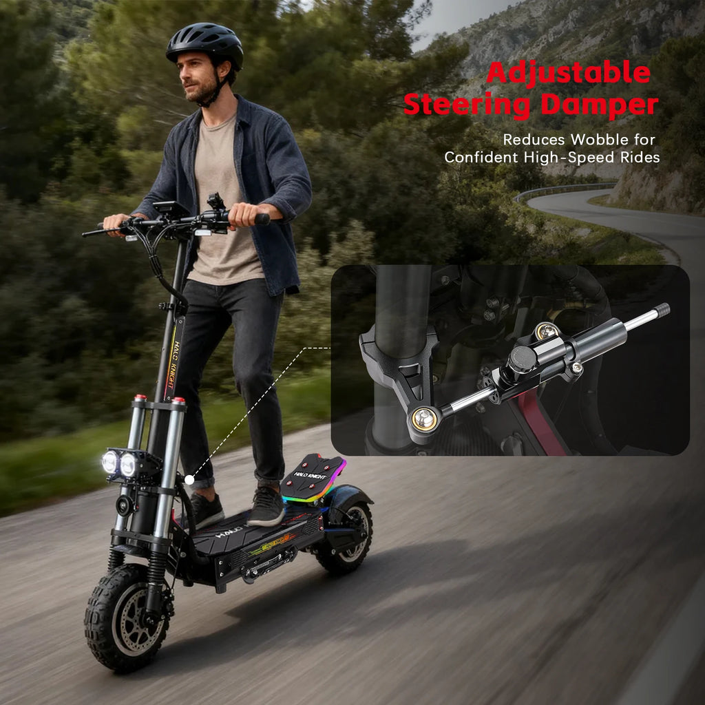 New HALO KNIGHT T107Pro Large Display Smart Escooter Adults 60V 38.4Ah Battery 3000W Dual Motor 95KM/H Powerful Electric Scooter