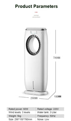 Water-Cooled Air Conditioning Fan Chiller Leafless Electric Refrigeration Cooling Remote Timer Humidifier Conditioner Cooler  EU