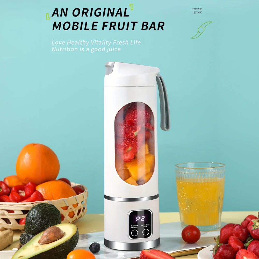 Portable Outdoor Electric Juicer 450ML  Digital Display Juice Cup USB Charging Mini Fruit Juicer