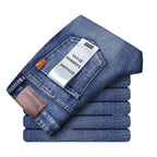 Wthinlee Business Men Jeans Casual Straight Stretch Fashion Classic Blue Black Work Denim Trousers Spring Summer Brand Clothing