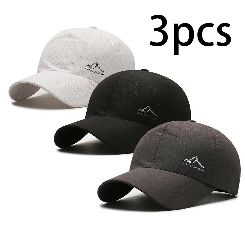 Couple's 3-Pack Quick Dry Breathable Baseball Caps, Lightweight Mesh Sun Hats for Running & Outdoor Activities Main image