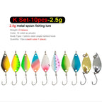 7/9/10Pcs Trout Bait 2.5g/2.6g/3g/3.2g/3.5g/5g Metal Spoon Fishing Lure Wobbler Casting Jigging Tackle Accessories Pesca Chub