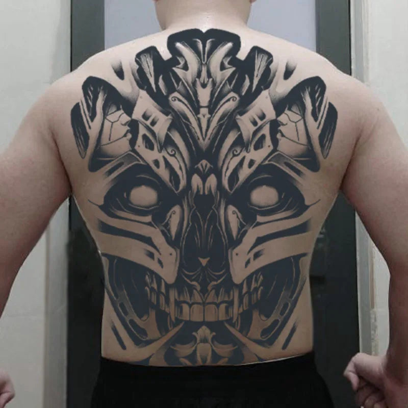 Magic Juice Ink Waterproof Tattoo Stickers Full Back Large Size Herbal Juice Temporary Tattoos Men Body Art Dragon Tiger