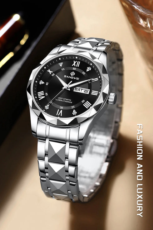 BANGWEI Elegant Luxury Quartz Woman Watch Fashion Classic Simple Stainless Clocks Auto Date Waterproof Diamond Ladies Wristwatch