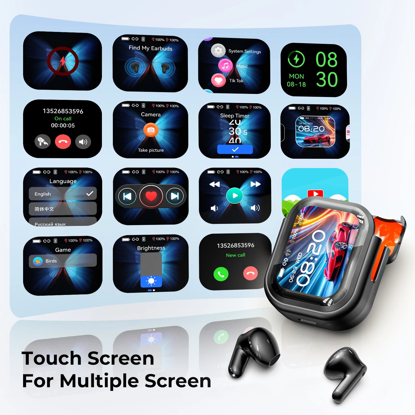 Auriculares Traductor DeIdioma 2026 HTC NE20 Translator Earbuds 6in1 iOs Android 60H Playtime Business Travel Meeting LCD Touch
