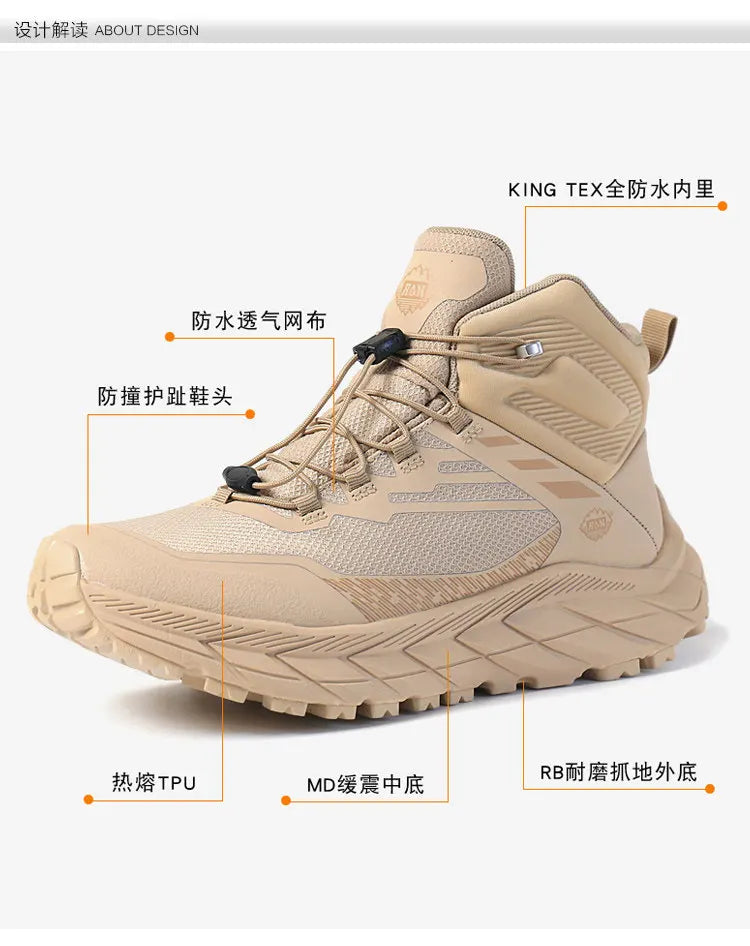 RAN Hiking Shoes Men Waterproof mesh walking shoes outdoor trekking Shoes Hunting Boots Tactical Ankle Boots women travel Boots