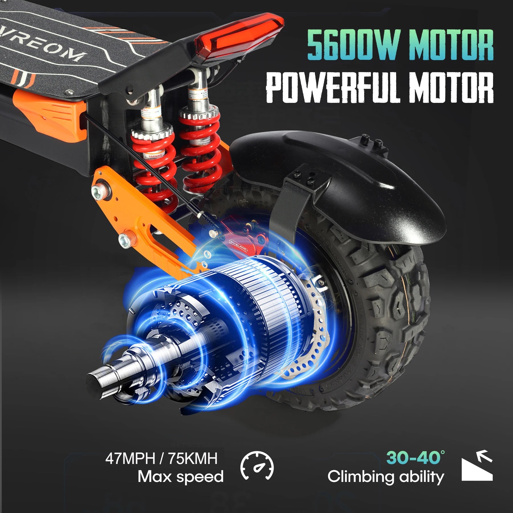 VREOM Z36-Adults Electric Scooter-5600W Motor 60V30AH Battery Off Road E-Scooter,75KM/H Speed 11'' Tire Foldable EScooter