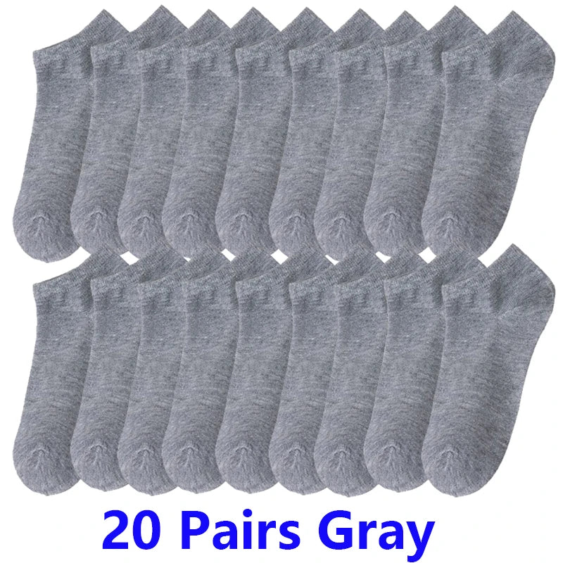 10/20/30Pairs Men's Socks Ankle Socks White Black Breathable Comfy Sweat-absorbing Boat Socks Unisex Casual Solid Short Socks