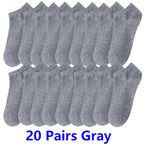 10/20/30Pairs Men's Socks Ankle Socks White Black Breathable Comfy Sweat-absorbing Boat Socks Unisex Casual Solid Short Socks
