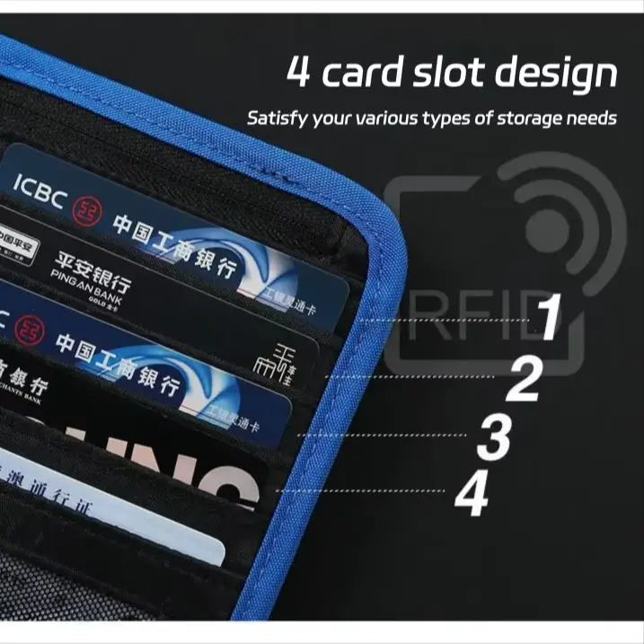 RFID Travel Wallet Passport Holder Credit Card Organizer Zipper Pouch Document Organizer Anti Theft Travel Accessories