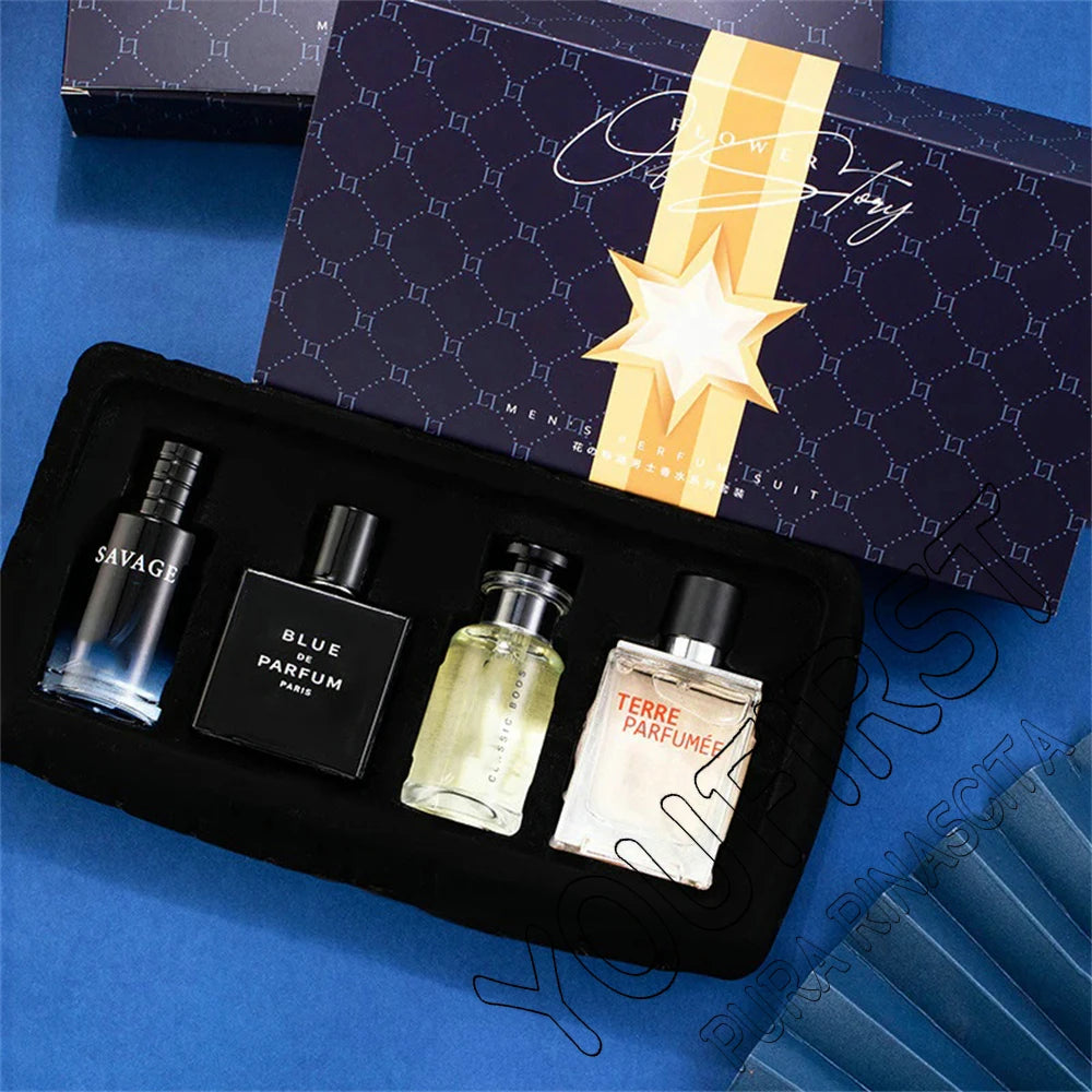 Luxury Brand Perfume Men Cologne 100ml Parfums Homme Gift Box 4Pcs Set Perfumes Masculinos Natural Floral Fruity Scent Spray Main image
