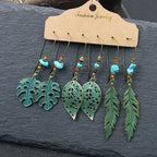 Boho 3Pcs/set Ethnic Leaf Bronze Earrings Set Vintage Hanging Earrings for Women Gypsy Statement Jewelry Accessories Pendientes