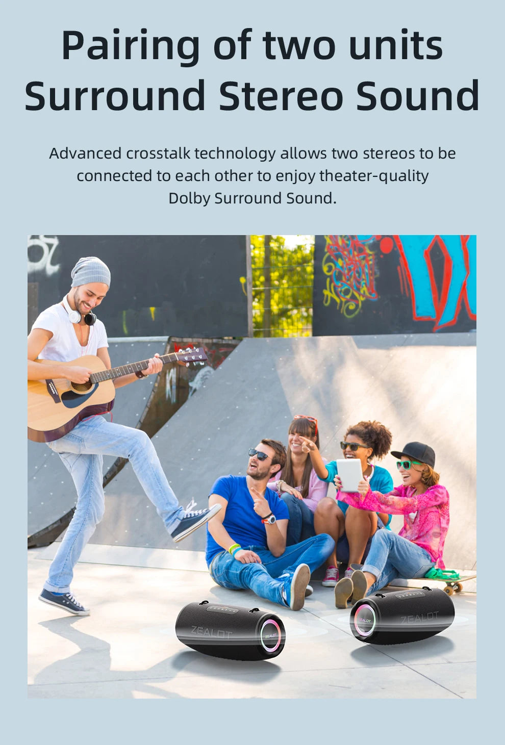 ZEALOT-S87 Outdoor Portable Wireless Bluetooth Speaker 80W High Volume Subwoofer Sound  Performace IPX6 Waterproof camping
