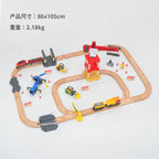 new Wooden Railway Track Set Electric Train Magnetic Car Diecast Slot Fit All Brand Biro Wood Track Assemble Toy Boy Gift