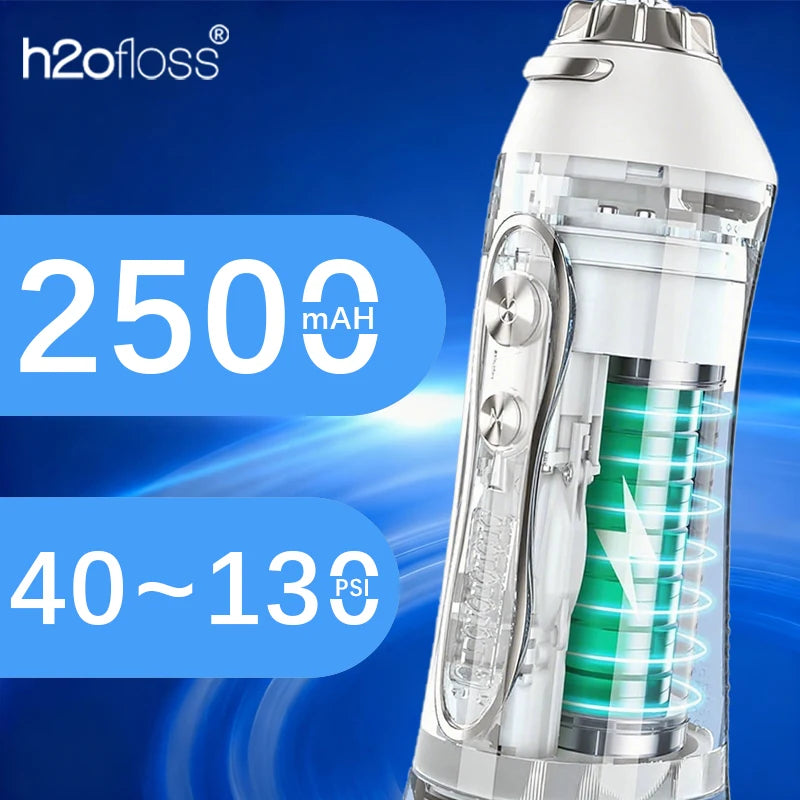 H2ofloss Cordless Water Flosser 140PSI 5 Modes 5 Tips 300ml 2500mAh USB Rechargeable Portable Oral Irrigator for Teeth Cleaning Secondary image