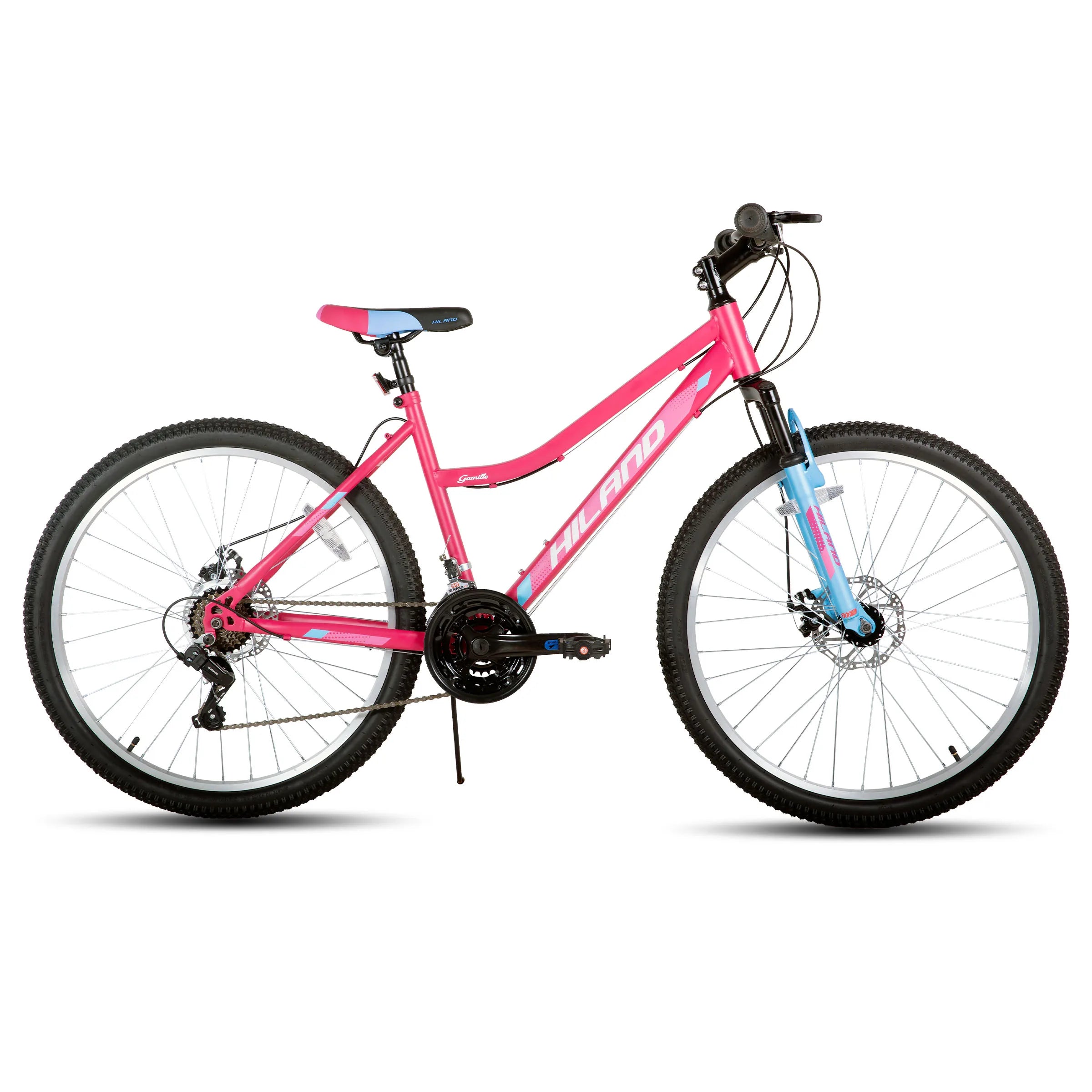 Hiland 26 Inch Women's Mountain Bike, 18-Speed with Front Suspension Fork, Dual Mechanical Disc Brakes, Aluminum Frame MTB