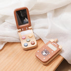 Baby Wooden Bear Phone Teether Toy Telephone Sleeping Pacifier Teething Flip Simulation Phone Toys Early Educational Toy Gifts