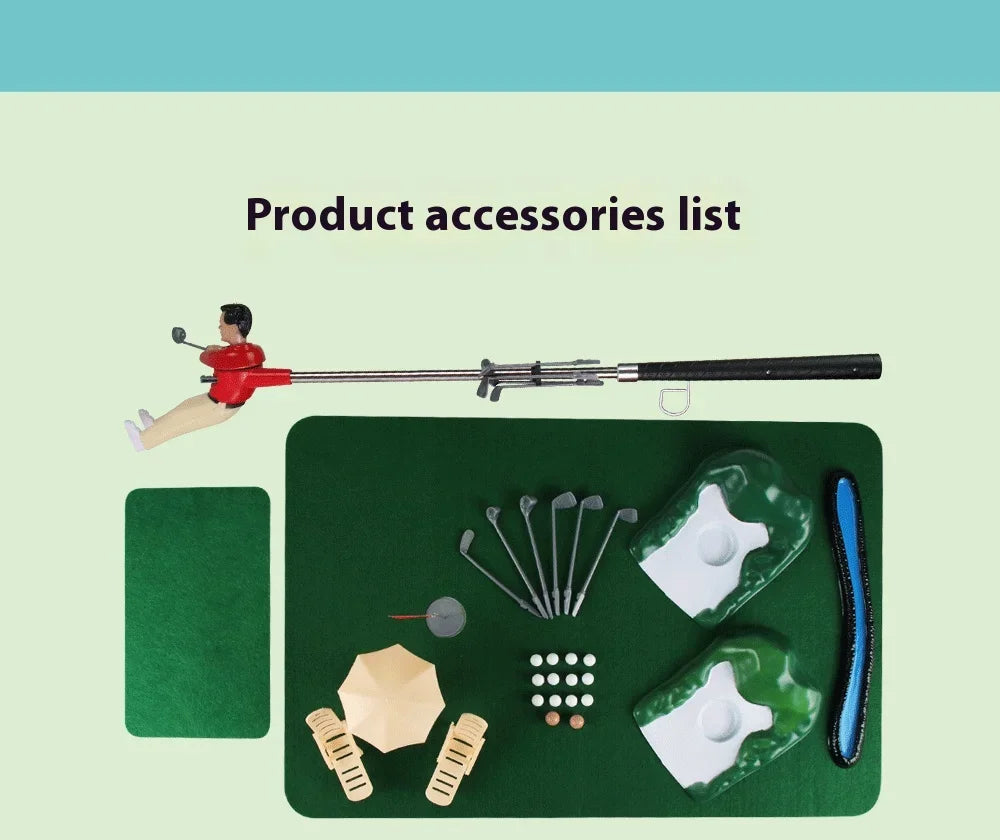 Mini Golf Toy Set, Desktop Indoor Golf Game with Course Cloth & Clubs, Interactive Family Sport Game for Kids Adults