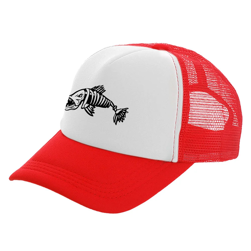 Men Outdoor Fishing Cap Fishing Hat Trucker Caps Hunting Has Fish Bones Snapback Hat MZ-495
