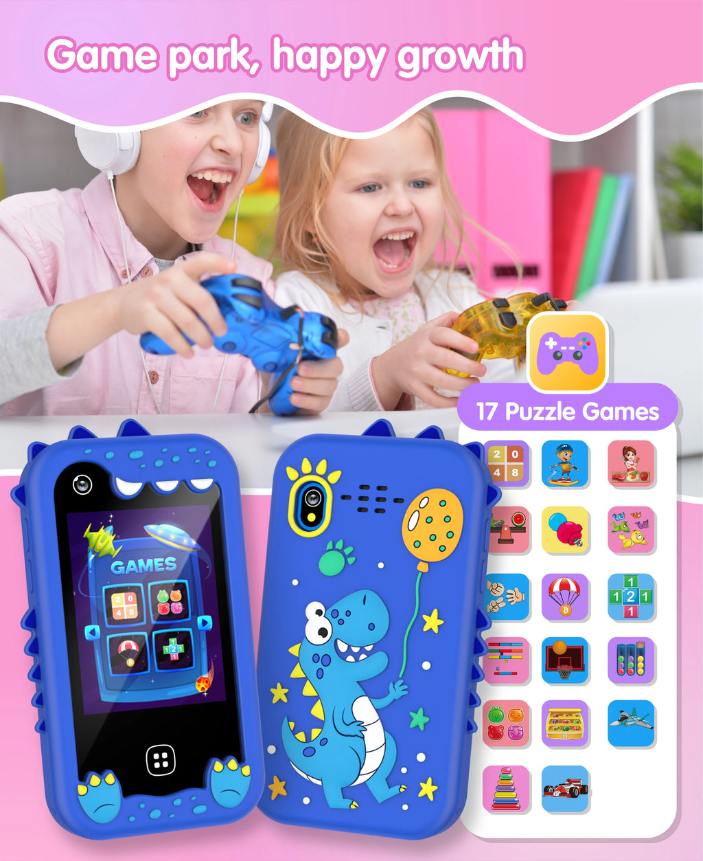 Kids Smart Phone for Girls Boys Kids Cell Phone Toys Dual Camera Music Player 17 Games Toddler Learning Phone For Birthday Gifts
