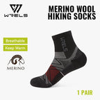 WRELS 1/2/3Pairs Merino Wool Socks Hiking Running Socks Breathable Cushion Sweat Wicking Warm Thermal Compression Wool Socks