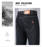 Men Fashion Straight Jeans Men 2025 New Stretch Slim Fit Pants Comfortable Soft Business Denim Trousers Male Brand Clothing