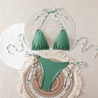Sexy Triangle Bikini 2026 Women`s Swimsuit Halter Tie Back Micro Bikinis Sets Lace Up Female Swimwear Beach Wear Bathing Suits