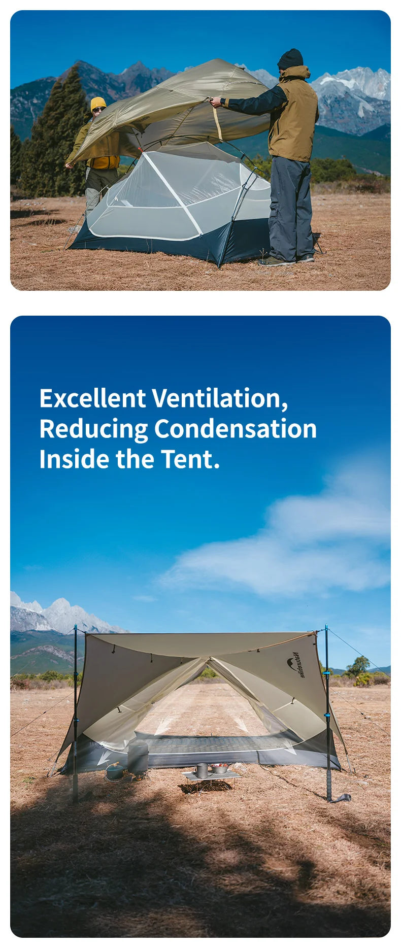 Naturehike Mongar UL 2 Tent 2 Person Backpacking Tent 20D Ultralight Travel Tent Waterproof Hiking Survival Outdoor Camping Tent