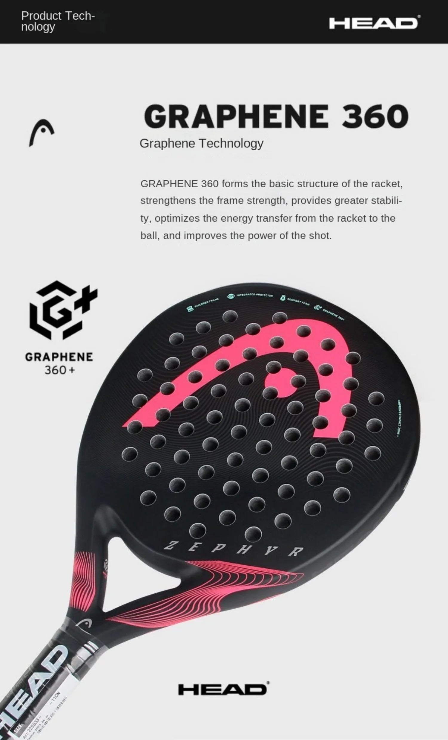 Genuine HEAD Tennis Padel Rackets ZEPHYR Series Carbon Fibre EVA Memory Flex Foam Core Padel Tennis Racquets Lightweight