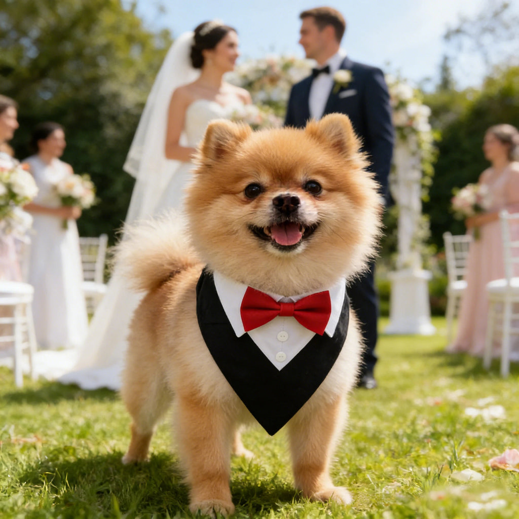 Sucado Bow Tie Dog Collar Tuxedo Bandana Adjustable Formal Puppy Triangle Neck Wear for Wedding Birthday Dress-up Cosplay Party