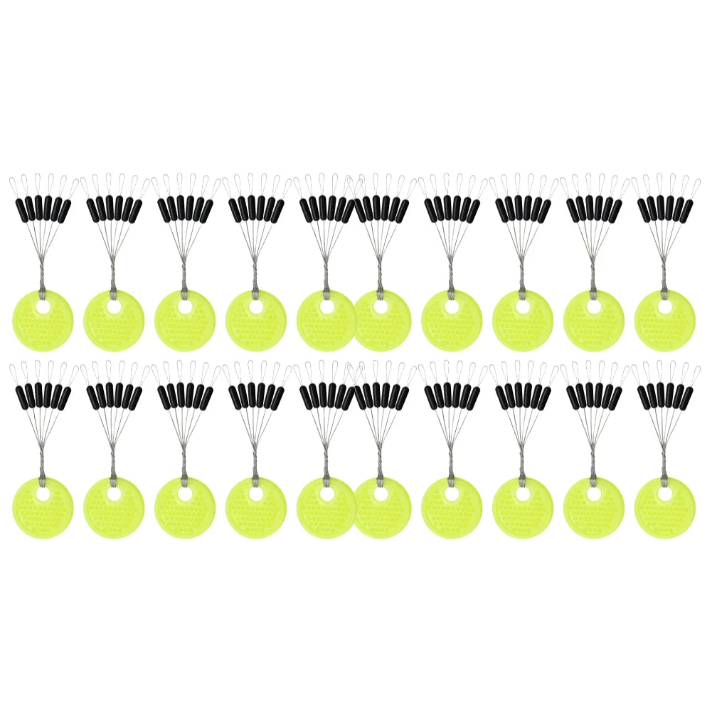 60/120PCS 10/20 Group Set Rubber Silicon Space Bean Sea Carp Fly Fishing Black Rubber Oval Stopper Fishing Float Fishing Bobber