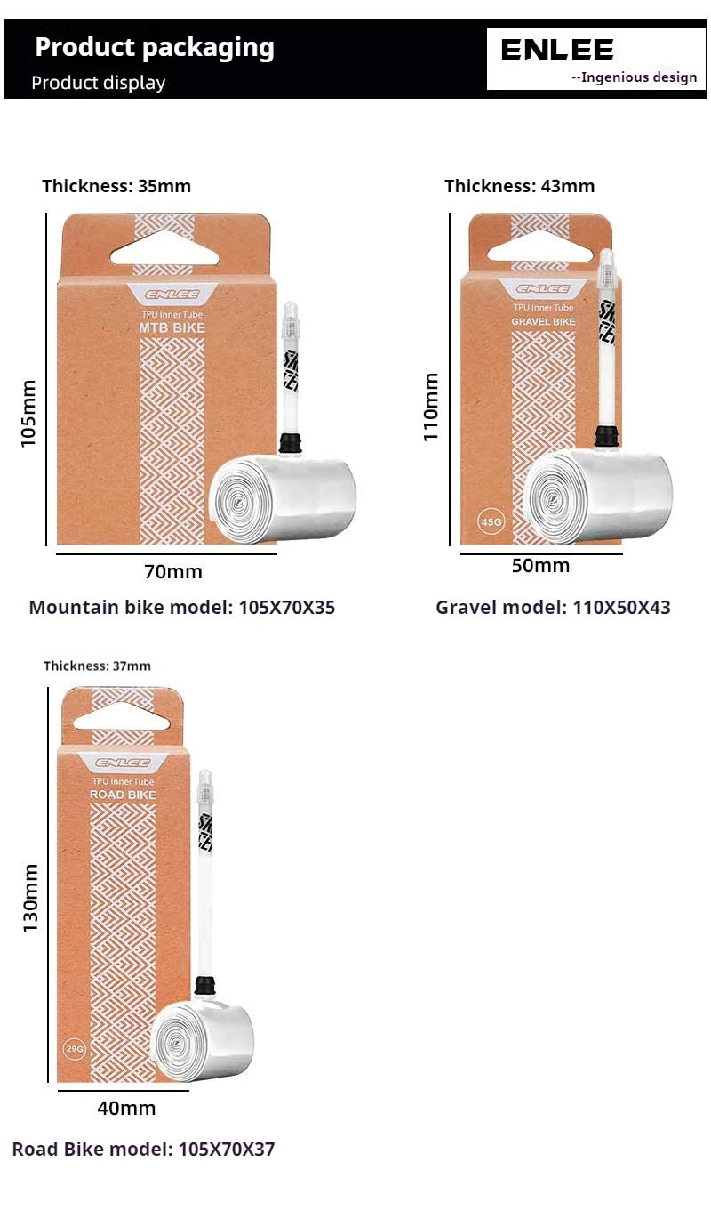 ENLEE Bike Tire Inner Tube TPU F/V Road Mountain Bike TPU Inner Tube Presta Valve 45mm 65mm 85mm Bicycle Inner Tire Bike Parts