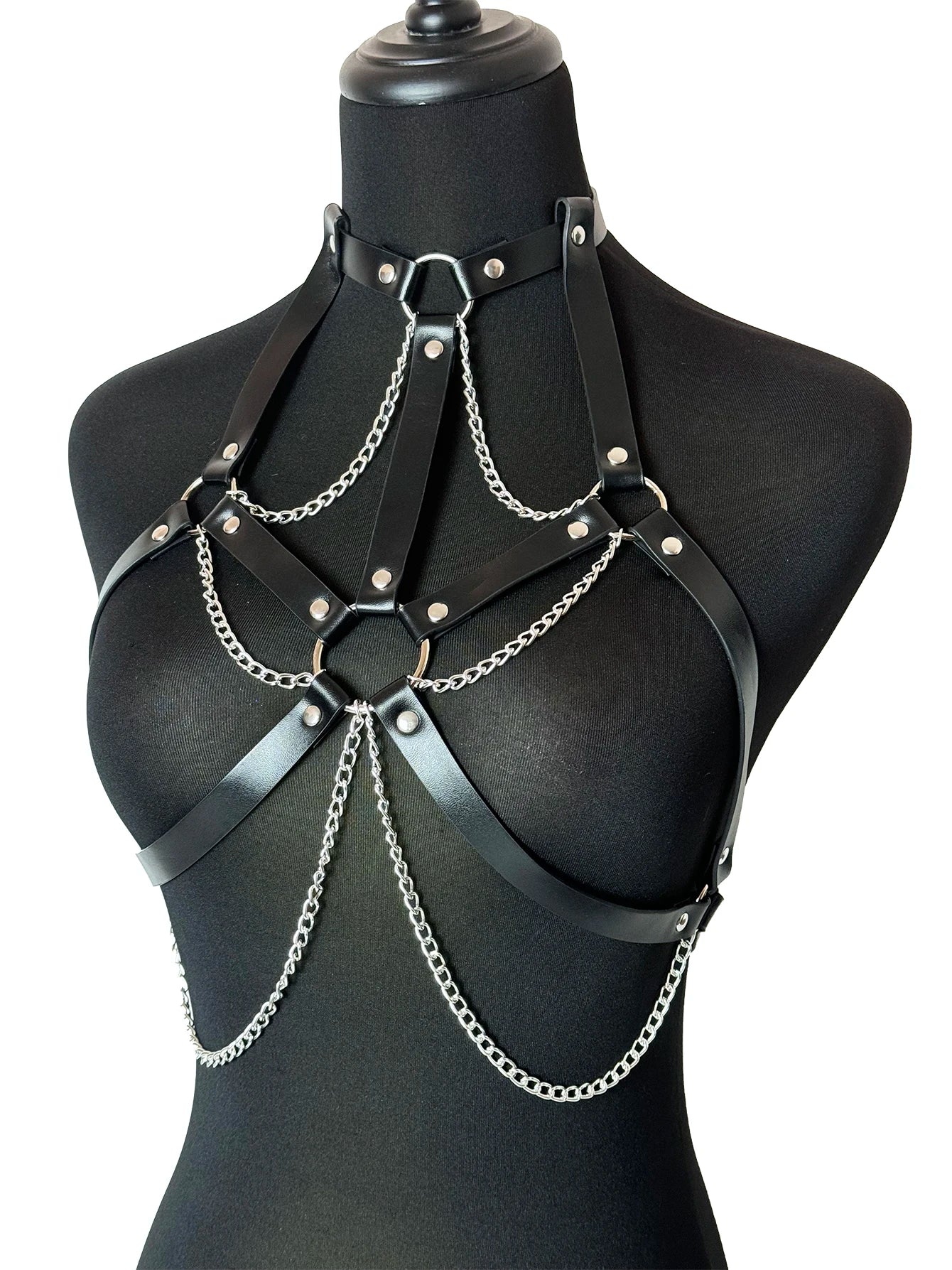 Women Fashion Belt Female Street Style Harness Adjustable Chest Belt with Chain Leather Waistband Gothic Clothing Accessories Main image