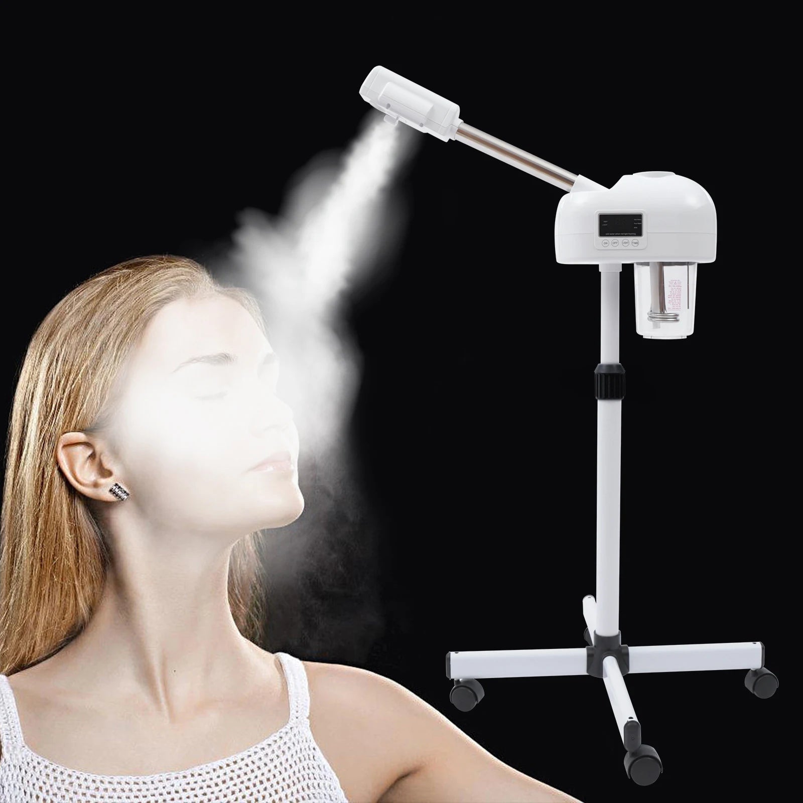 Professional Face Steamer Nano-Ion Ozone Hot Mist Hot Mist with LCD Screen Adjustable Height for Salon Home Spa Aging Reduction Main image