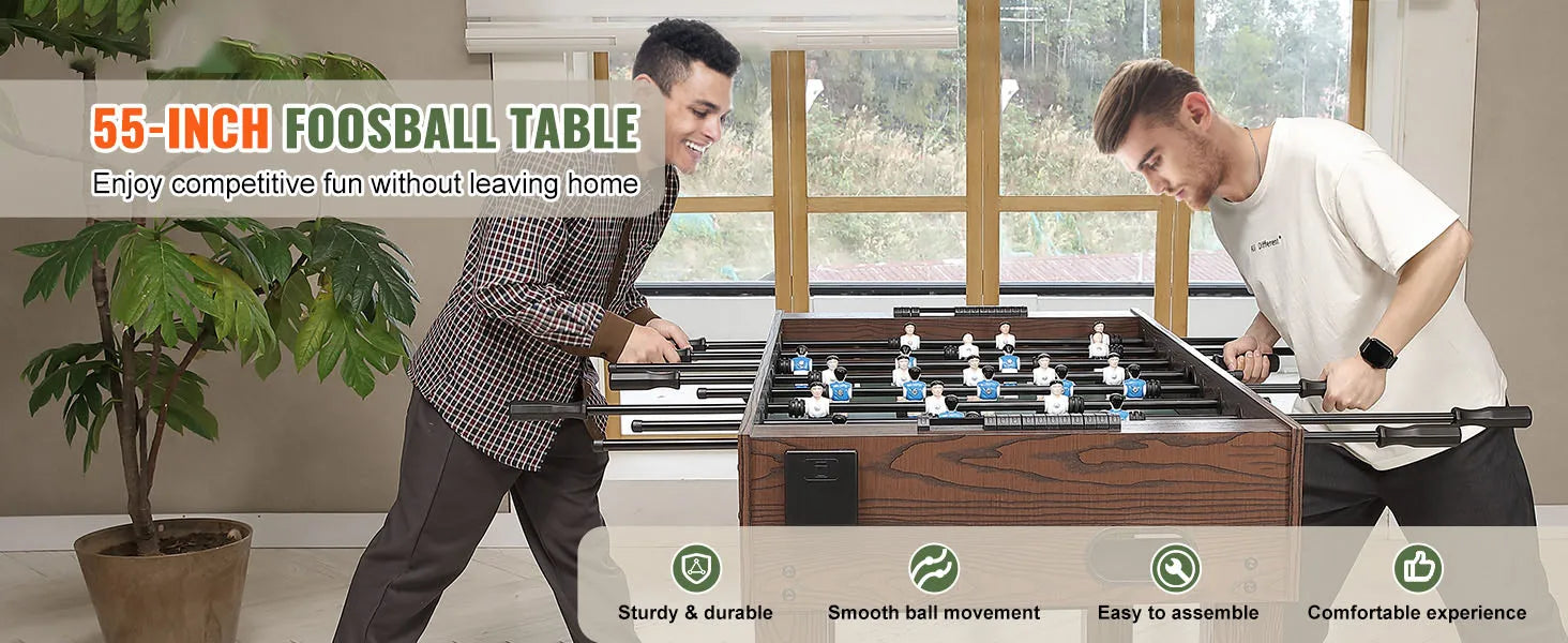 SucceBuy 55inch Foosball Table  Standard Size Foosball Table Indoor Full Size Foosball Table for Home, Family, and Game Room