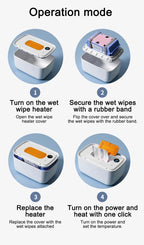 Portable Baby Wipes Heater Wet Towel Dispenser Thermostat Warmer Tissue Paper Case Napkin Electric Heating Insulation Display