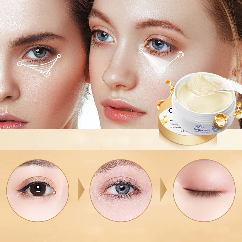 Collagen eye mask, deep moisturizing, firming the skin around the eyes, eye care, anti-aging skincare, making the skin younger