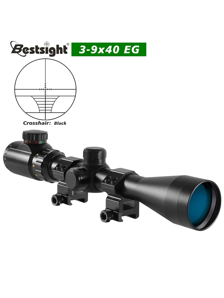 3-9x40 Hunting Scope Red or Green Illuminated Optical Sight with Mounts Mil Dot Crosshair Tactical Air hunting