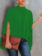 Casual Loose Women's Blouse Fashion Batwing Sleeve Print O-neck Shirts Top Spring Summer Office Lady Blouses Elegant Tops 2024