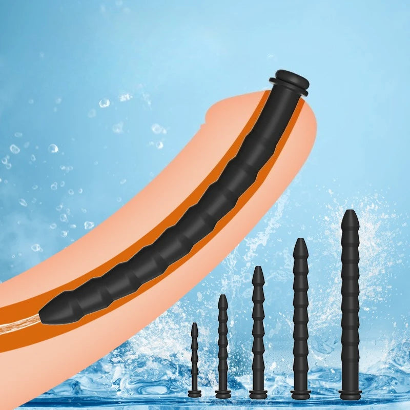 5 Sizes Curved Urethral Sound Penis Insert Stimulation Dilator Chastity Catheter Hollow Penis Plug With Stopper Sex Toys For Men