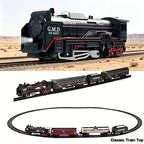 Classical Railway Freight Train Toy Electric Train Track Set with Light Tracks Model Toys for Kids Gift Children Adult Toy