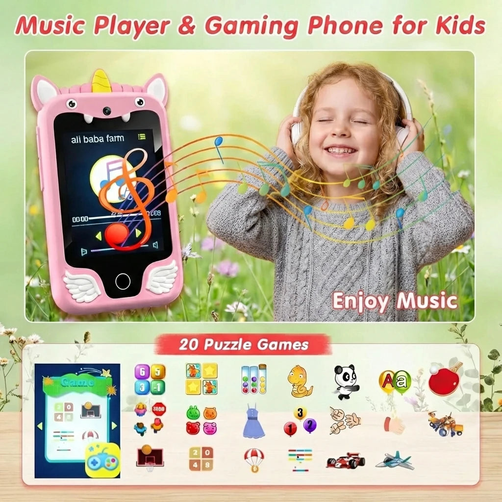 Baby Phone Toy Educational Simulation Mobile Toy with Games Music Stories Video Toddler Learning Play Phone Gift for Kids