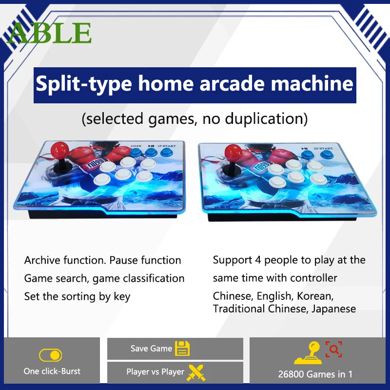 Pandora Saga DX2 26800 Game in 1 Split Box Console Arcade 2-Player Plug-Play Classic Retro 3D Game Family 720P HD