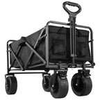 Large Weight Capacity Heavy Duty Wagon Cart Folding Wagon for Outdoor Garden Beach wagon Camping Equipment with Cup Holders