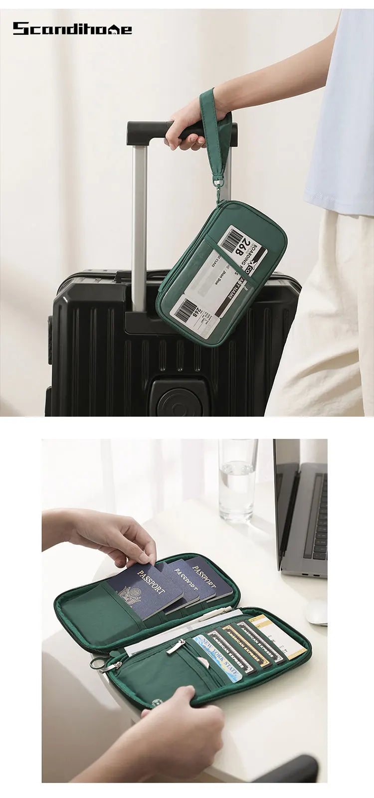 RFID Blocking Passport Holder Travel Wallet Durable Anti-Theft Card Slots Protective Case Flights Travel Organizer for Women Men