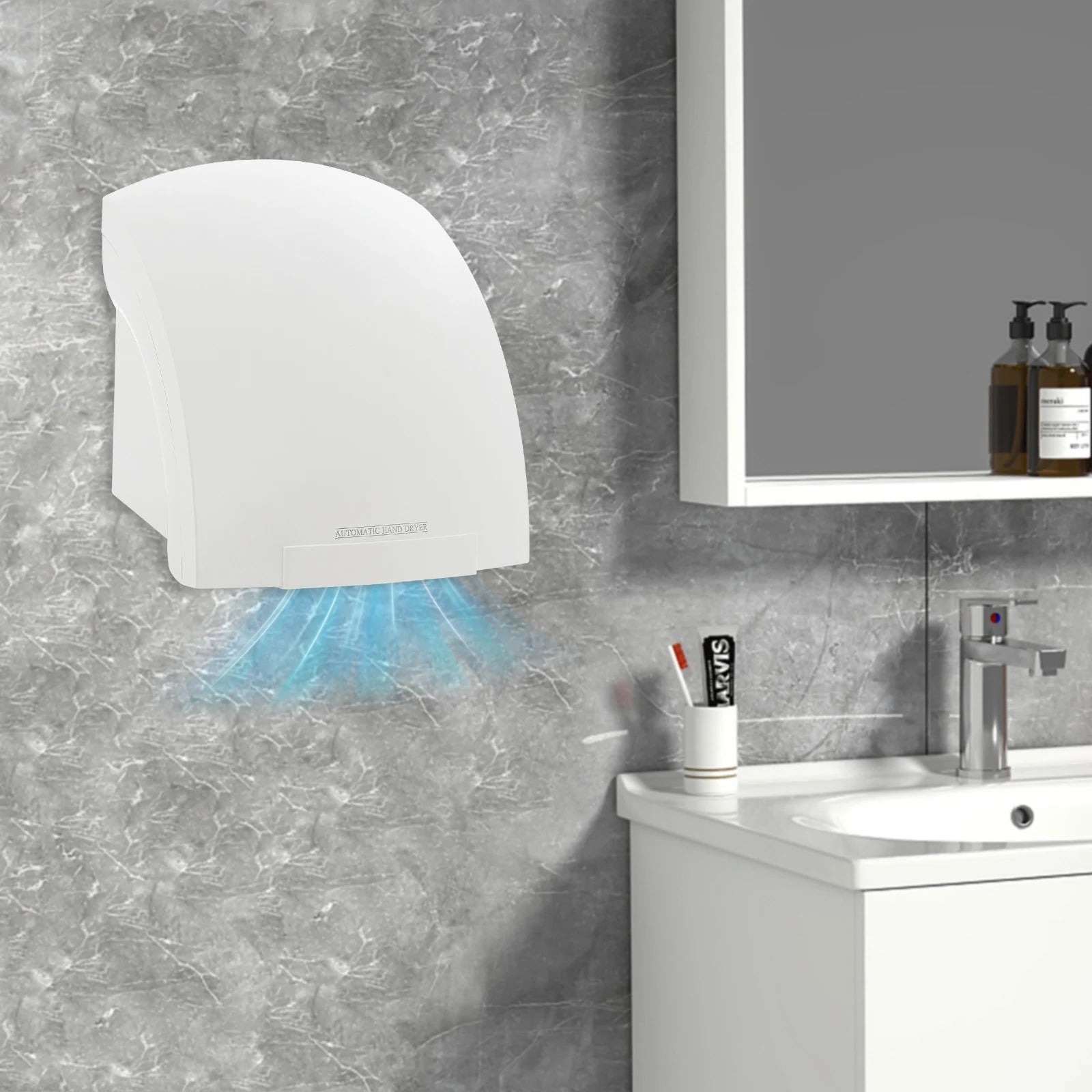Electric Hand Dryer, Commercial Compact Air Hand Dryer, Automatic Hand Air Dryer  White 220-240V