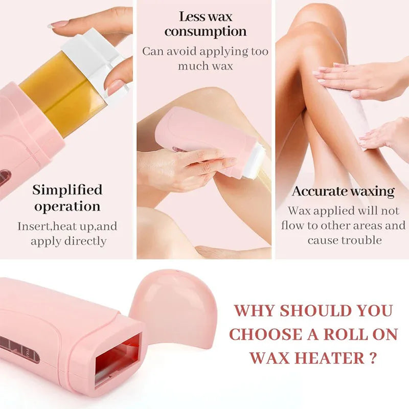 Roll On Waxing Kit With Wax Cartridges And Wax Strips 3 In 1 Soft Wax Heater Kit Hair Removal Wax Wax Paper Waxing Kits Warmer