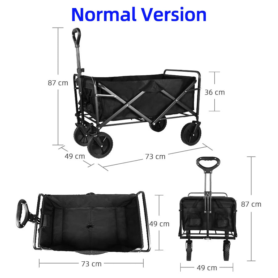Large Weight Capacity Heavy Duty Wagon Cart Folding Wagon for Outdoor Garden Beach wagon Camping Equipment with Cup Holders