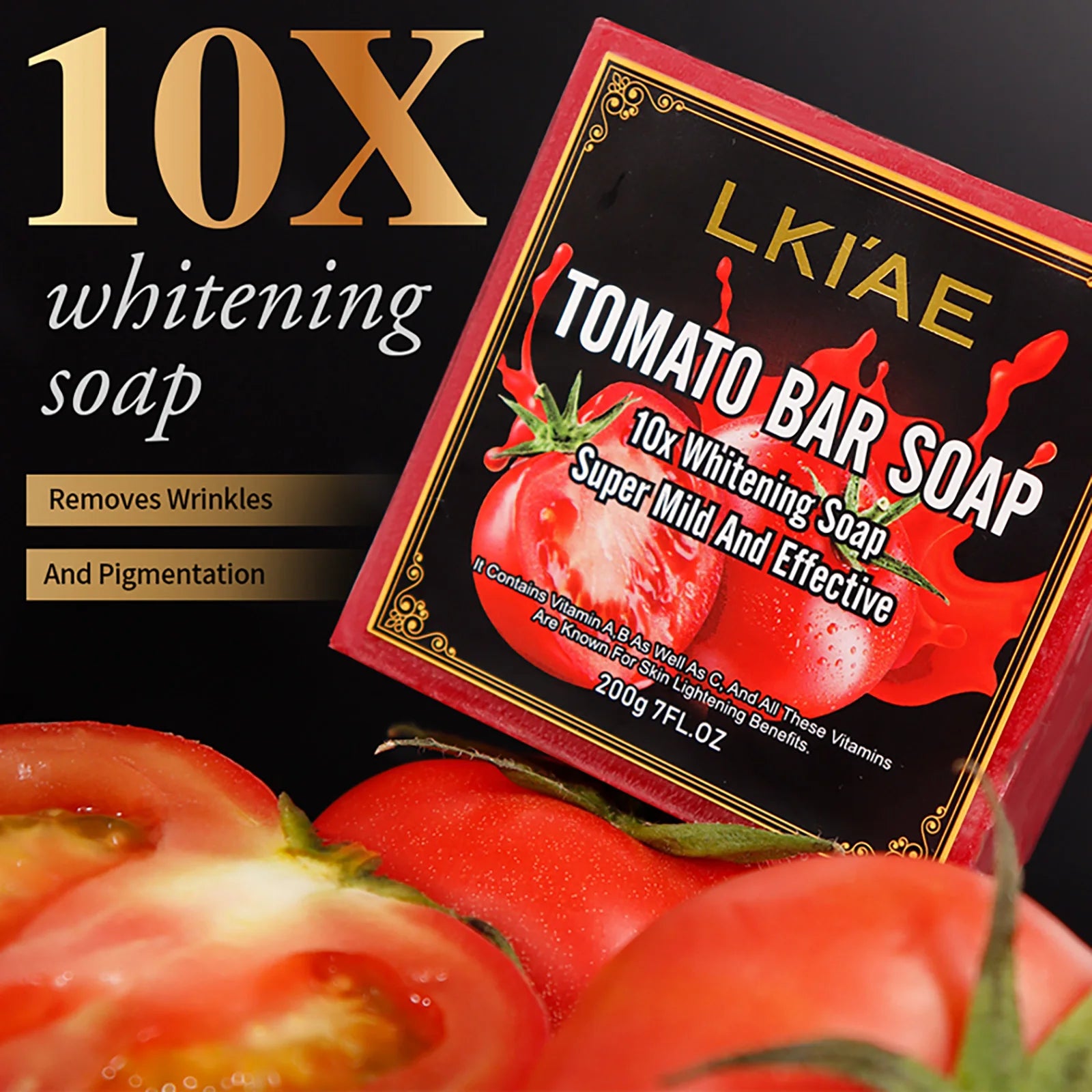 AILKE Organic Tomato Soap Bar, Lightening Skin, Deeply Clean, Exfoliate, Remove Dark Spots, Moisturizing, For Face, Body, 200g Main image