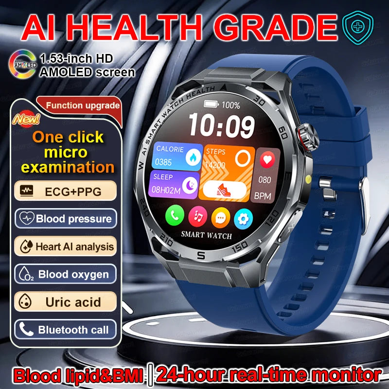 ECG High-end Health Smart Watch Men Blood pressure lipids bloodoxygen Body analysis Uric acid Health Tracker Smartwatch Men lady
